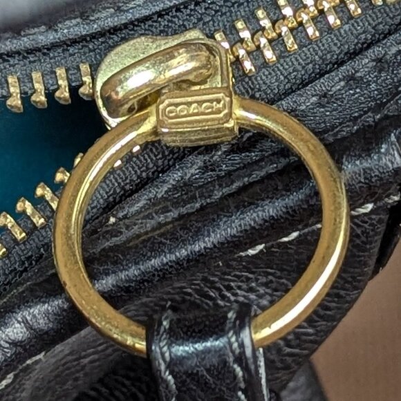 Coach Pleated Leather Handbag Black Hobo Shoulder Bag Purse - Picture 4 of 13